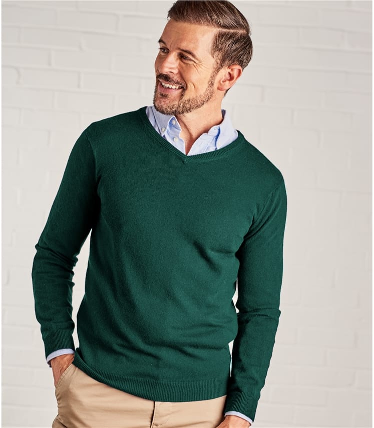 Mens Dark Green Sweater Wool - Go Green Collections