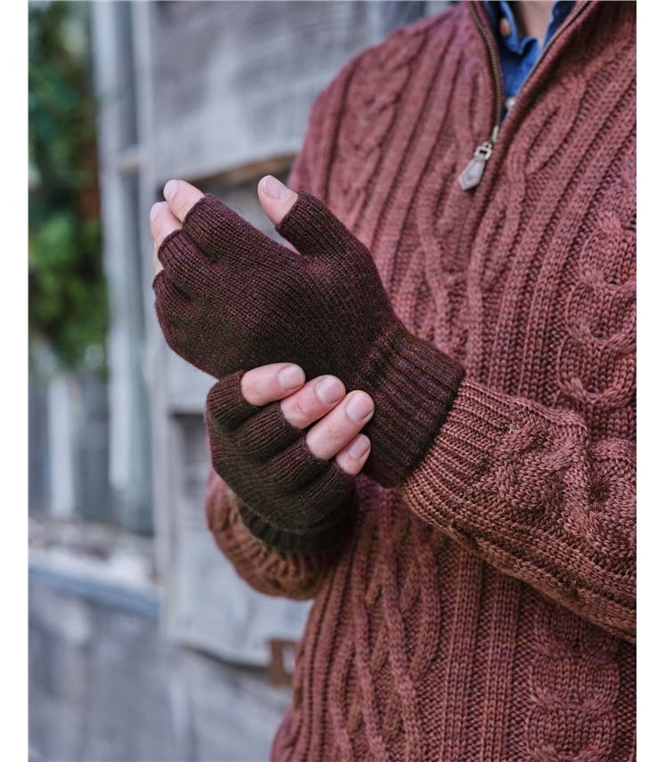 Fingerlose Handschuhe aus Lammwolle für Herren