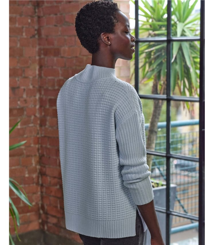Wool Cashmere Ripple Knit Sweater