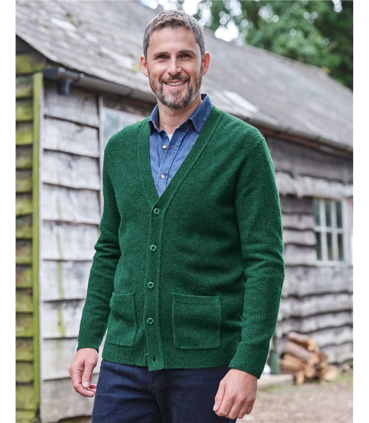 Strickjacke mit V-Ausschnitt aus Lammwolle für Herren