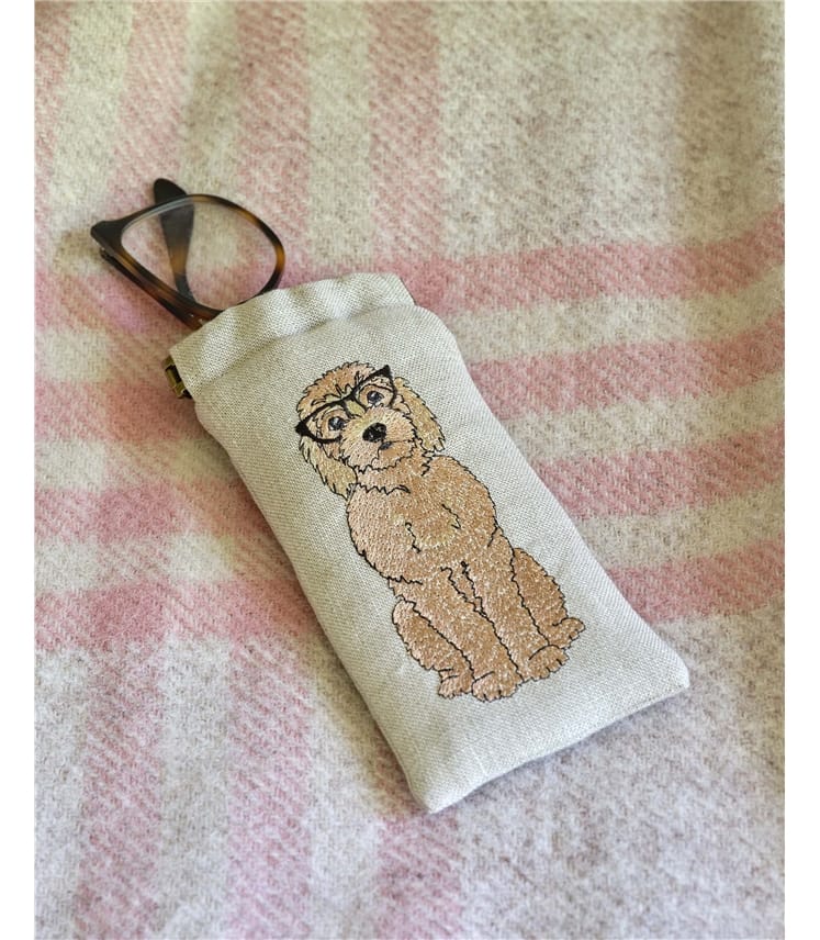 Linen Embroidered Glasses Case