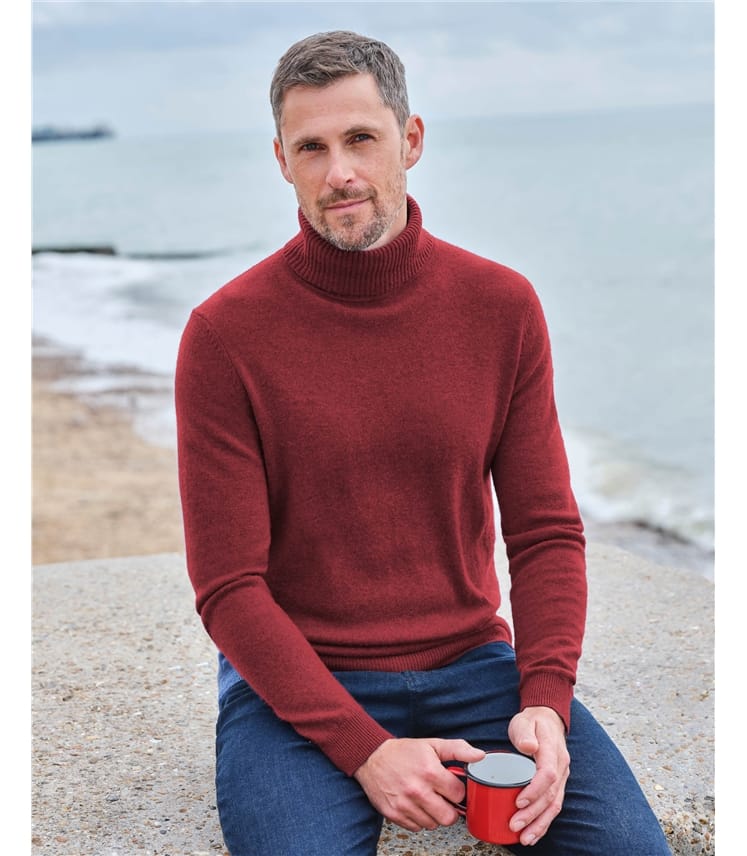Cashmere and Merino Polo Neck Jumper