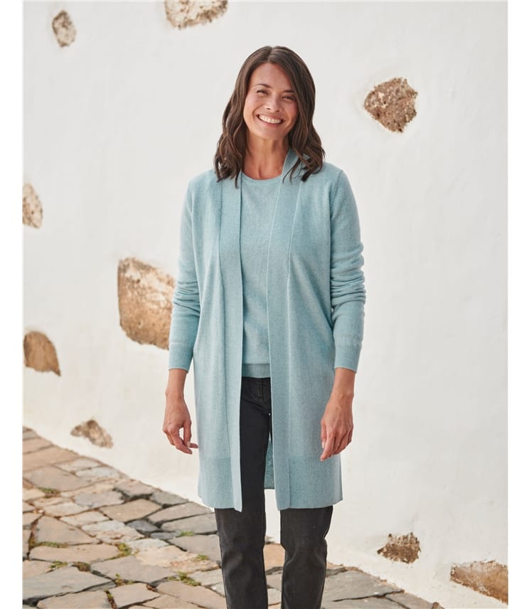 Cashmere and Merino Open Long Cardigan
