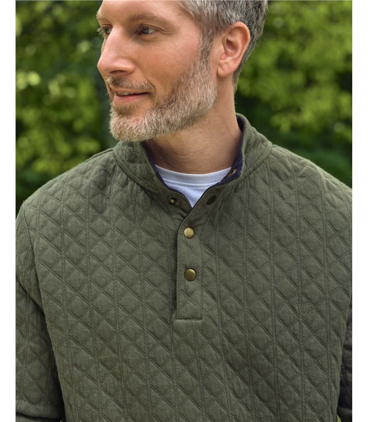 Quilted Popper Neck Sweatshirt