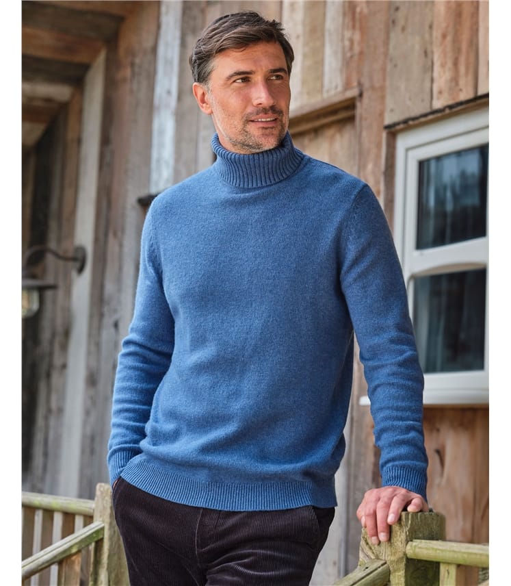 Mens Lambswool Polo Neck Jumper