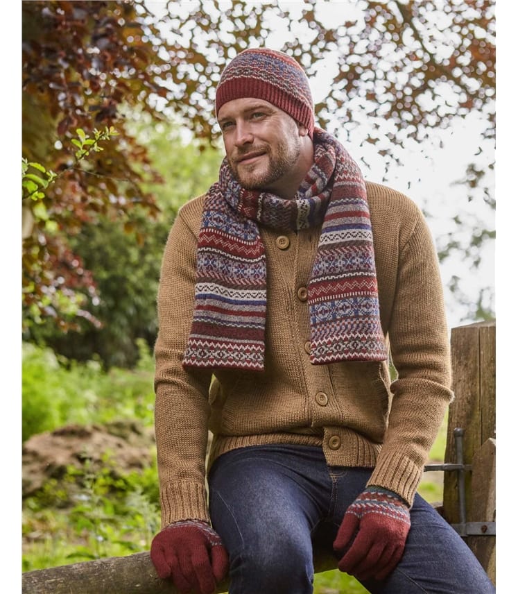 Mens Warm Wool Knitting Cap Scarf Glove 3 Pieces Set Winter Accessories Christmas Gift for man 