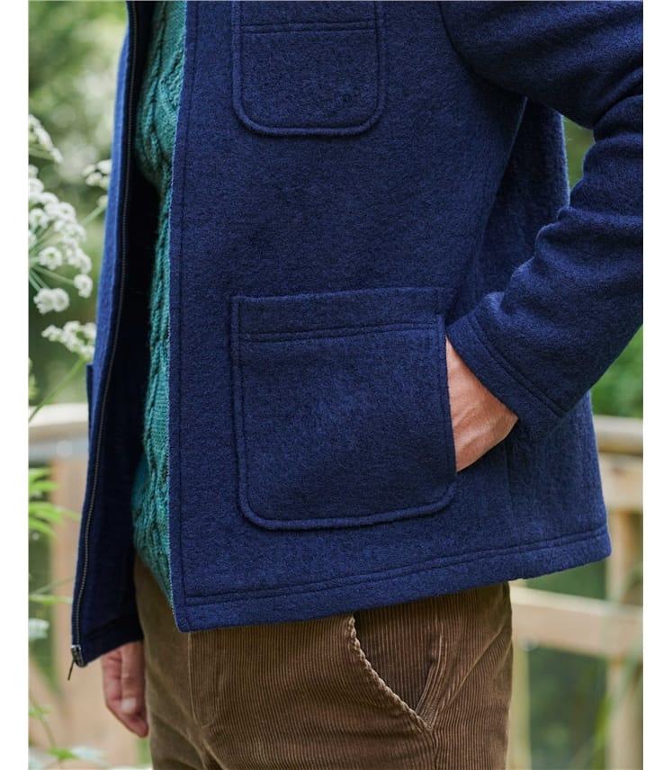Boiled Wool Collared Zip Jacket