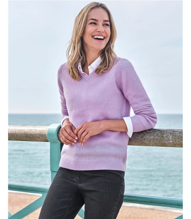 Pull à col V - Femme - Laine d’agneau certifiée 100% RWS