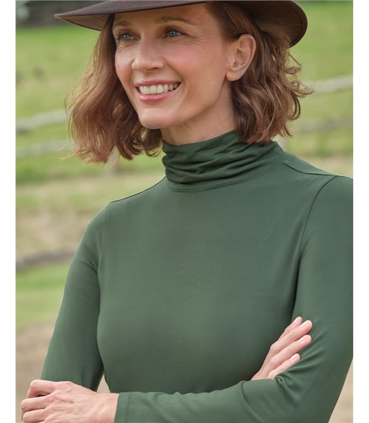 Jersey Slim Polo Neck Top