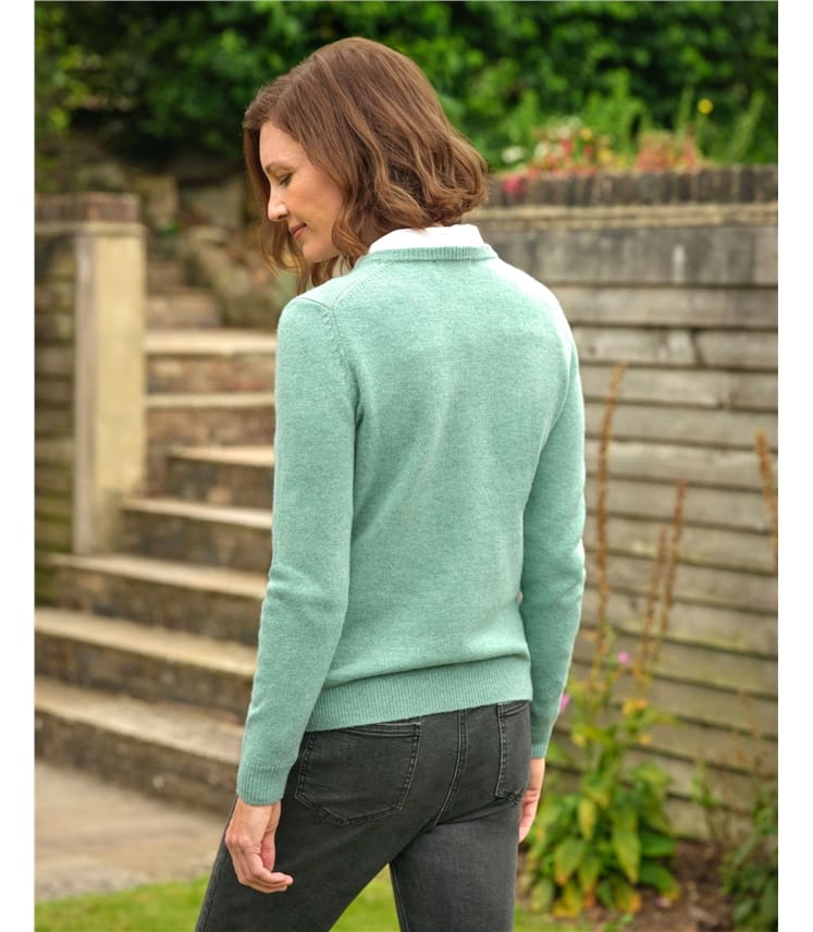 Pullover mit V-Ausschnitt aus Lammwolle für Damen