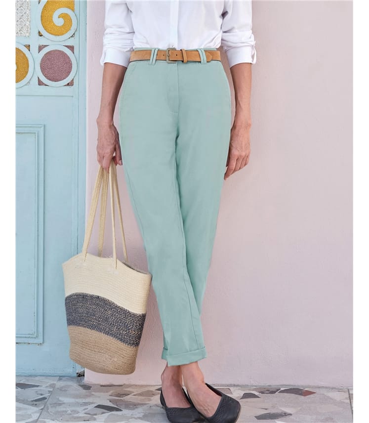 Vert jasmin Pantalon chino Femme Coton m lang WoolOvers FR