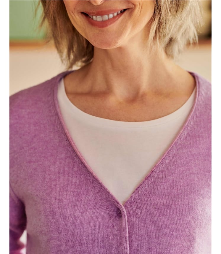 Strickjacke mit V-Ausschnitt aus Merino- und Kaschmirwolle für Damen