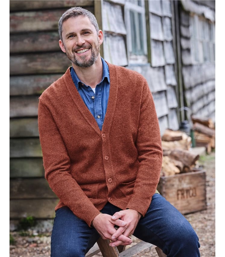 Mens Lambswool V Neck Cardigan
