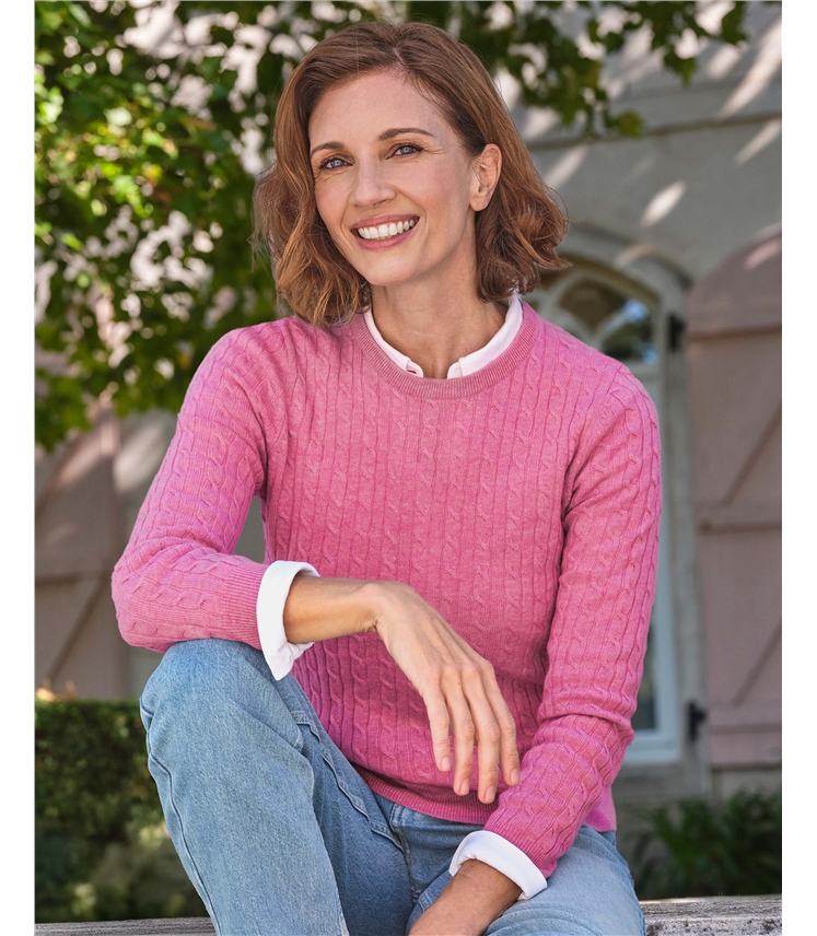 Pull torsadé à col rond - Femme - Cachemire & Mérinos