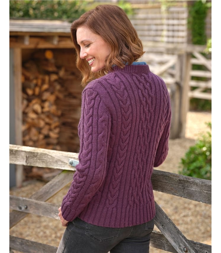 Aran-Pullover aus reiner Wolle mit Rundhalsausschnitt für Damen