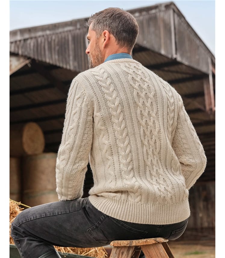 Pull irlandais à col rond - Homme - Pure Laine