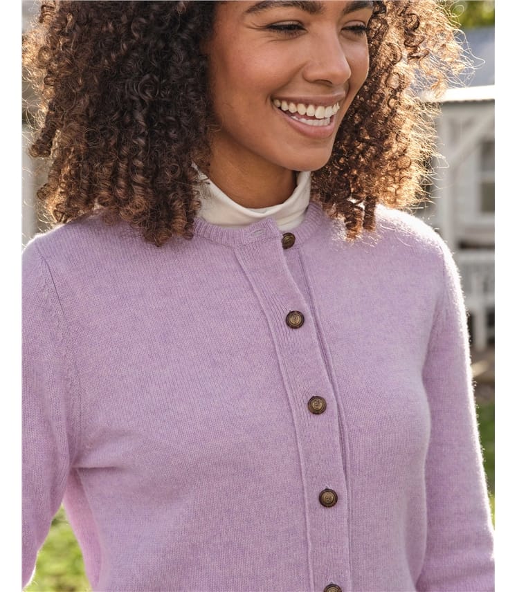 Lambswool Ladies Crew Neck Cardigan