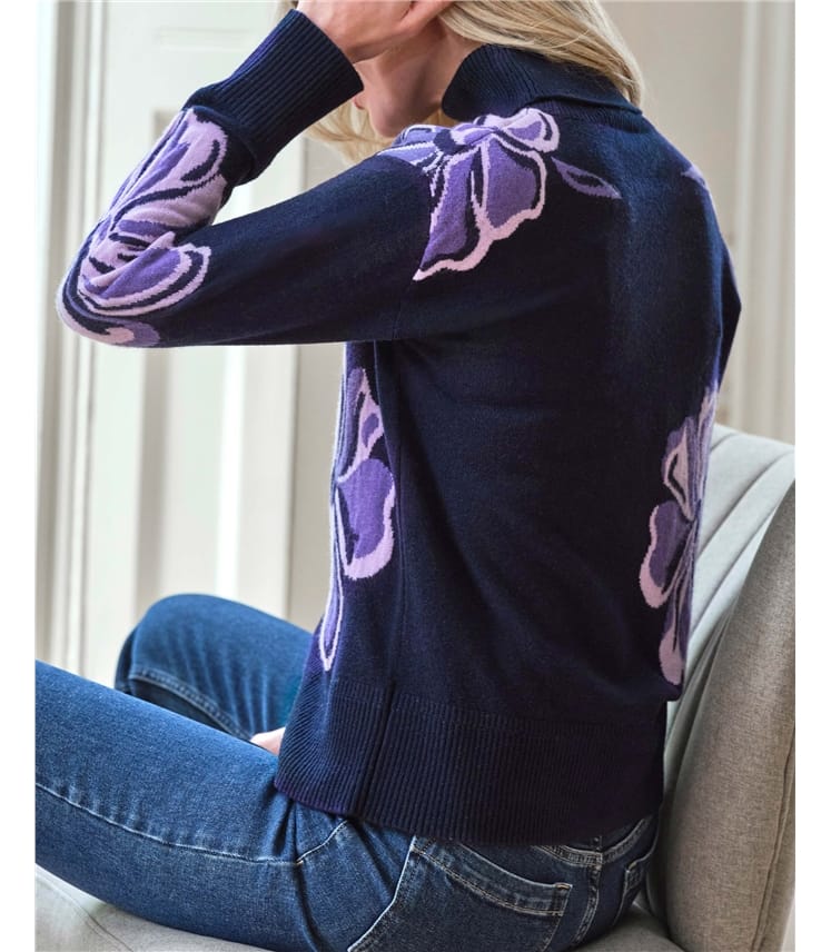 Wool Cashmere Floral Sweater