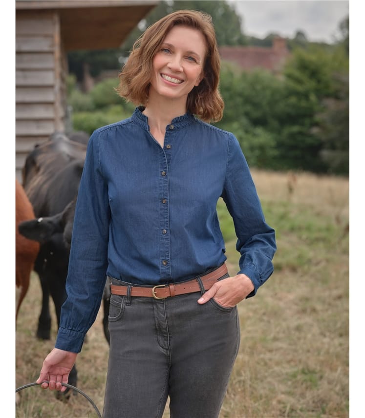 Frill Collar Denim Shirt