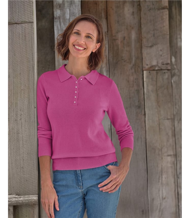Cashmere and Merino Knitted Polo Shirt