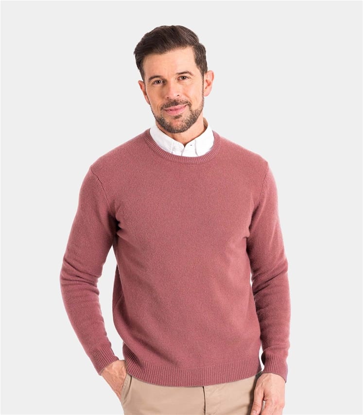 Apricot Blush | Mens Lambswool Crew Neck Jumper | WoolOvers AU