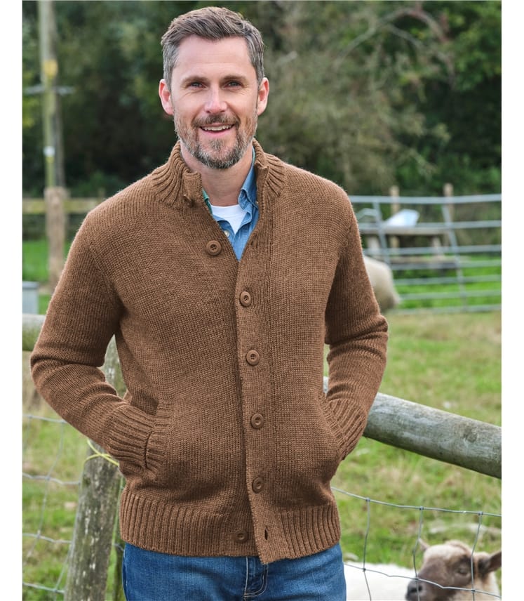 Desert Taupe 100% Pure Wool Button Everyday Cardigan WoolOvers AU