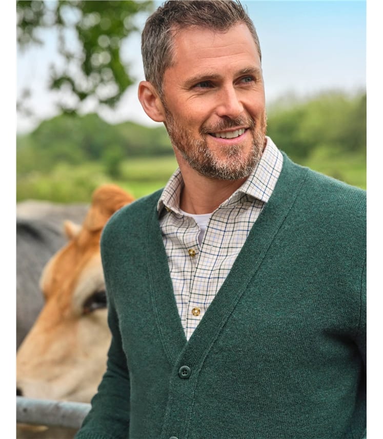 Mens Lambswool V Neck Cardigan