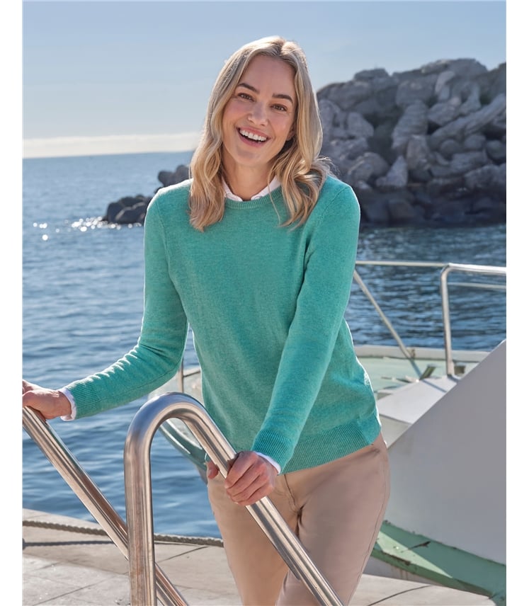 Pullover mit Rundhalsausschnitt aus Merinowolle und Kaschmir für Damen