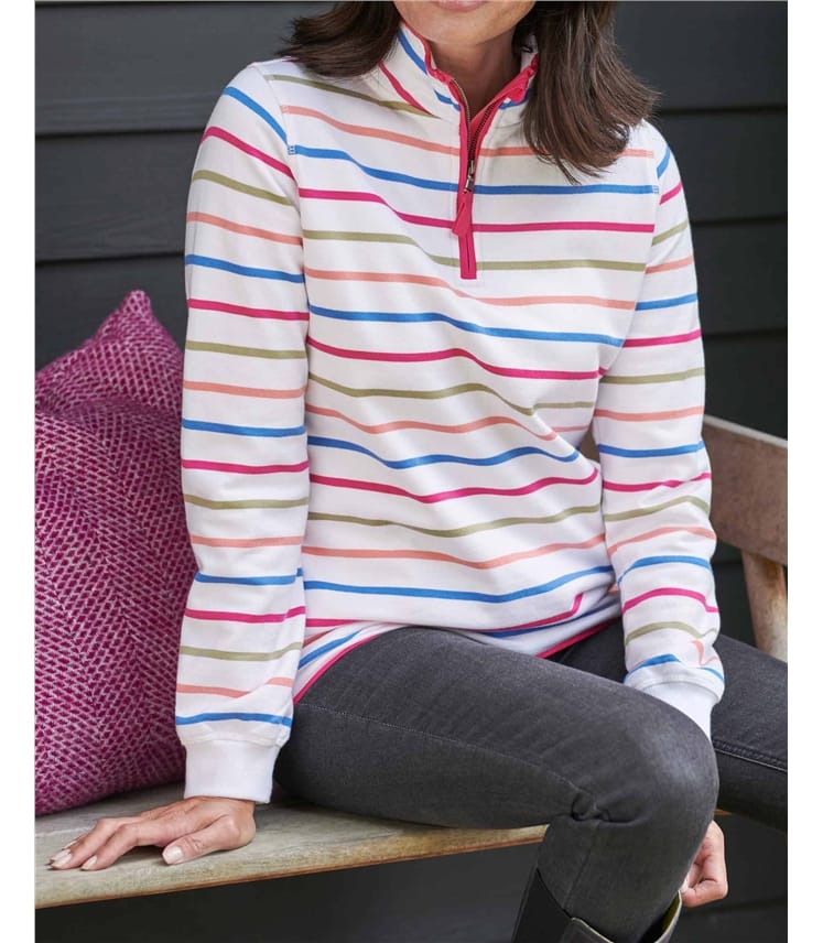 Sweatshirt aus Bio-Baumwolle mit kurzem Reißverschluss für Damen