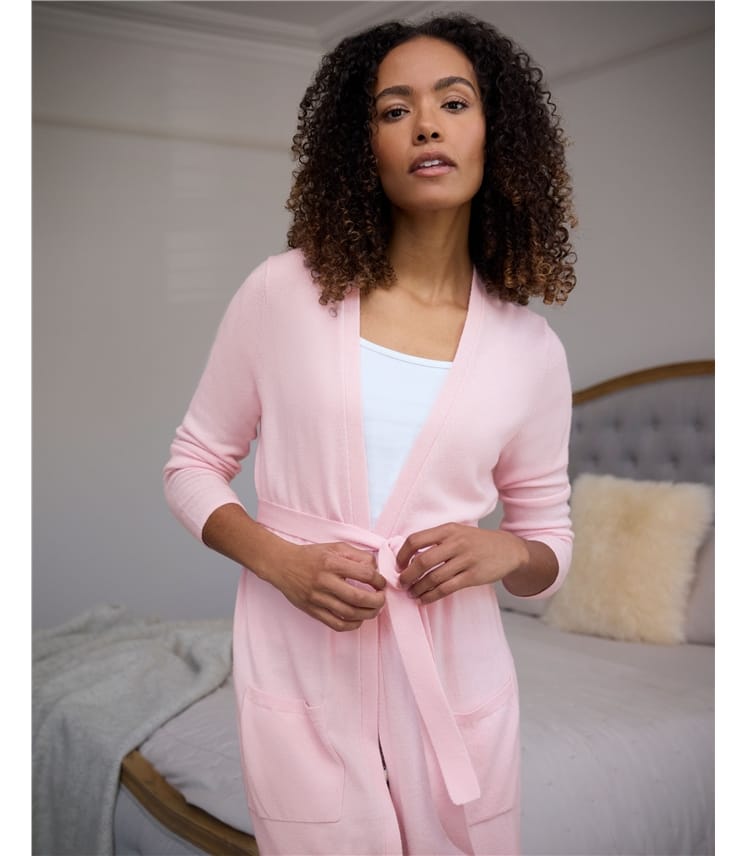 Light Pink | Cashmere & Merino Luxe Dressing Gown | WoolOvers US