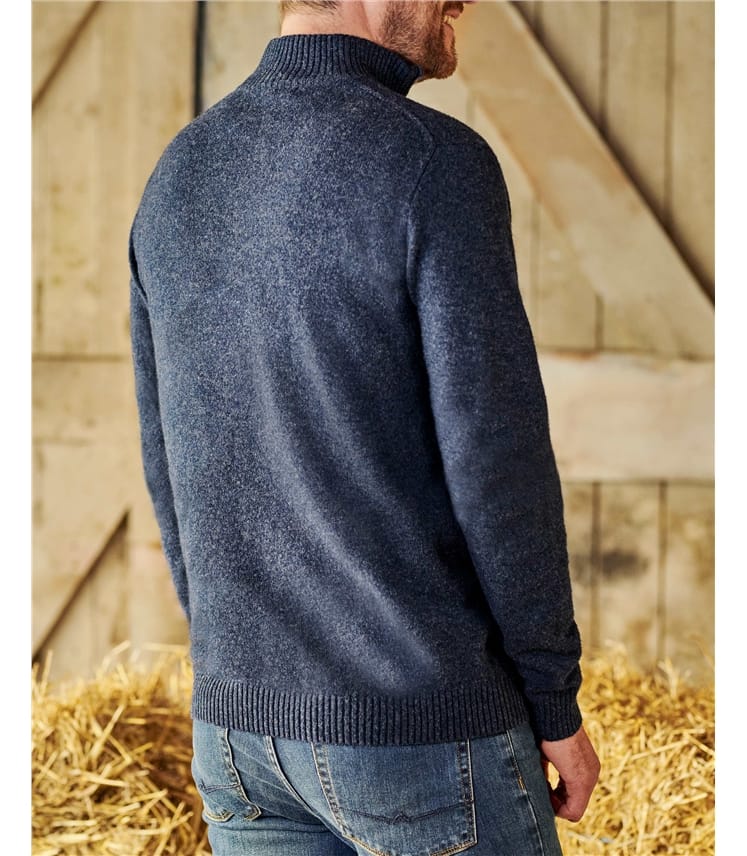 Pull à encolure zippée - Homme -Laine d’agneau certifiée 100% RWS