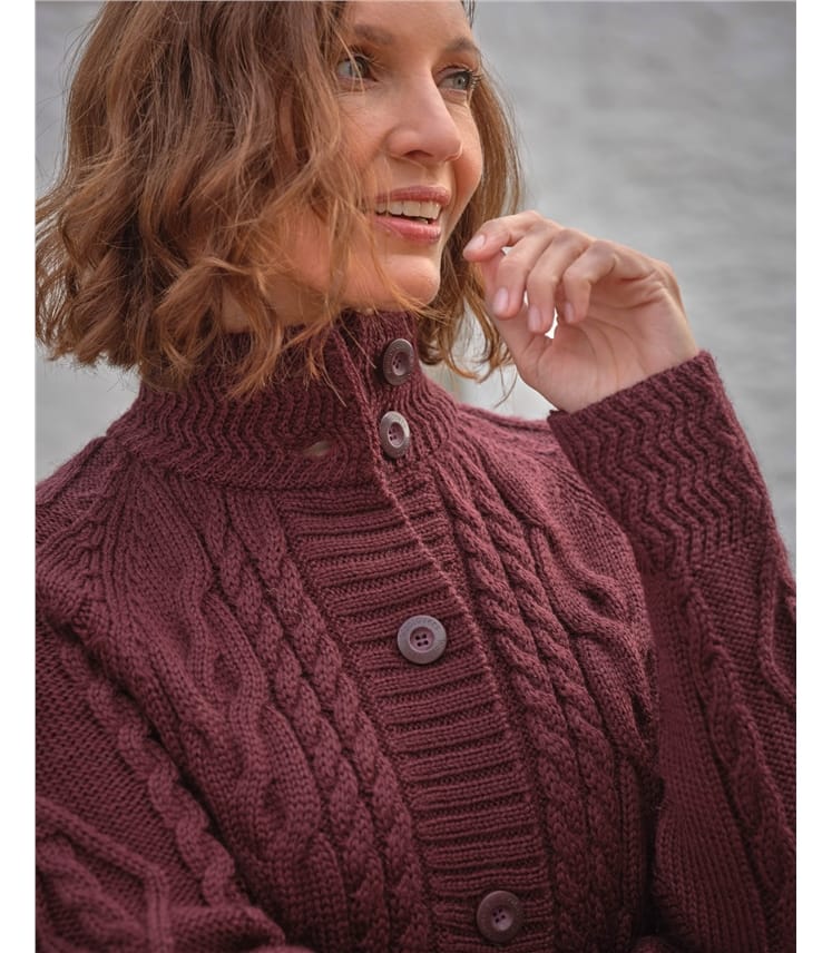 Manteau cardigan en maille irlandaise - Femme - Pure Laine