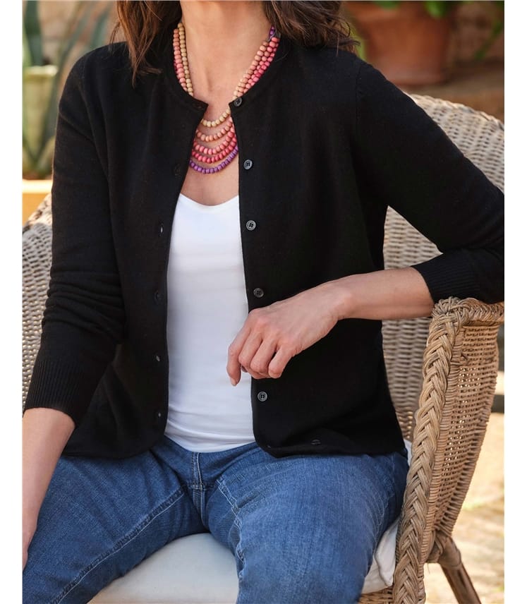 Cashmere Merino Crew Neck Cardigan