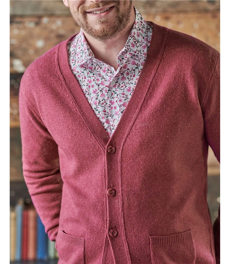Strickjacke mit V-Ausschnitt aus Lammwolle für Herren
