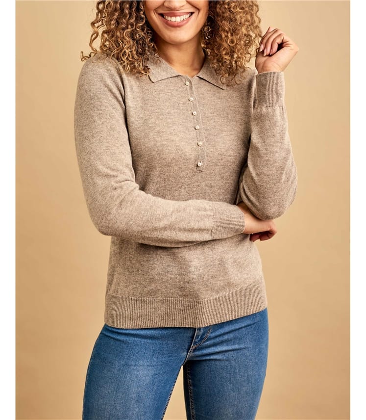 Cashmere and Merino Knitted Polo Shirt