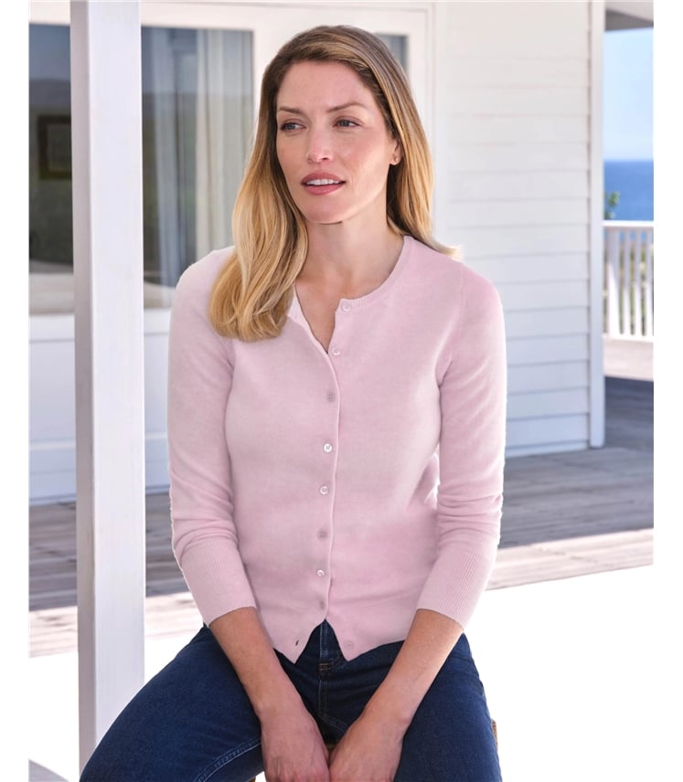 Kaschmir Strickjacke mit Rundhalsausschnitt