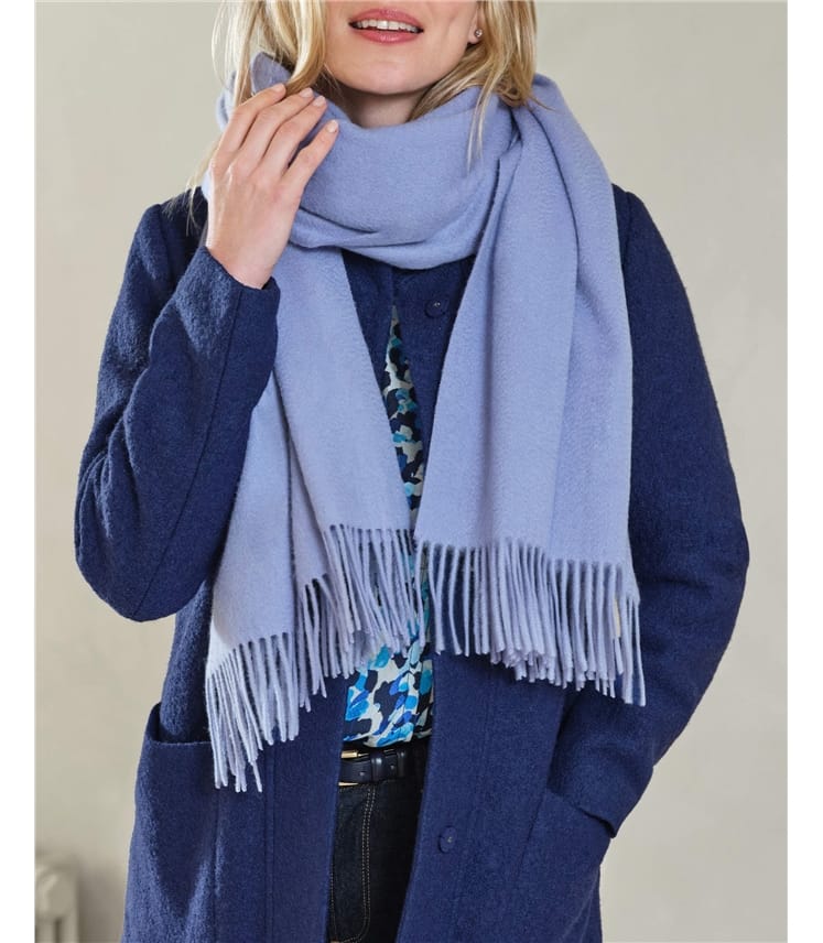 Womens Wool Cashmere Fringed Scarf
