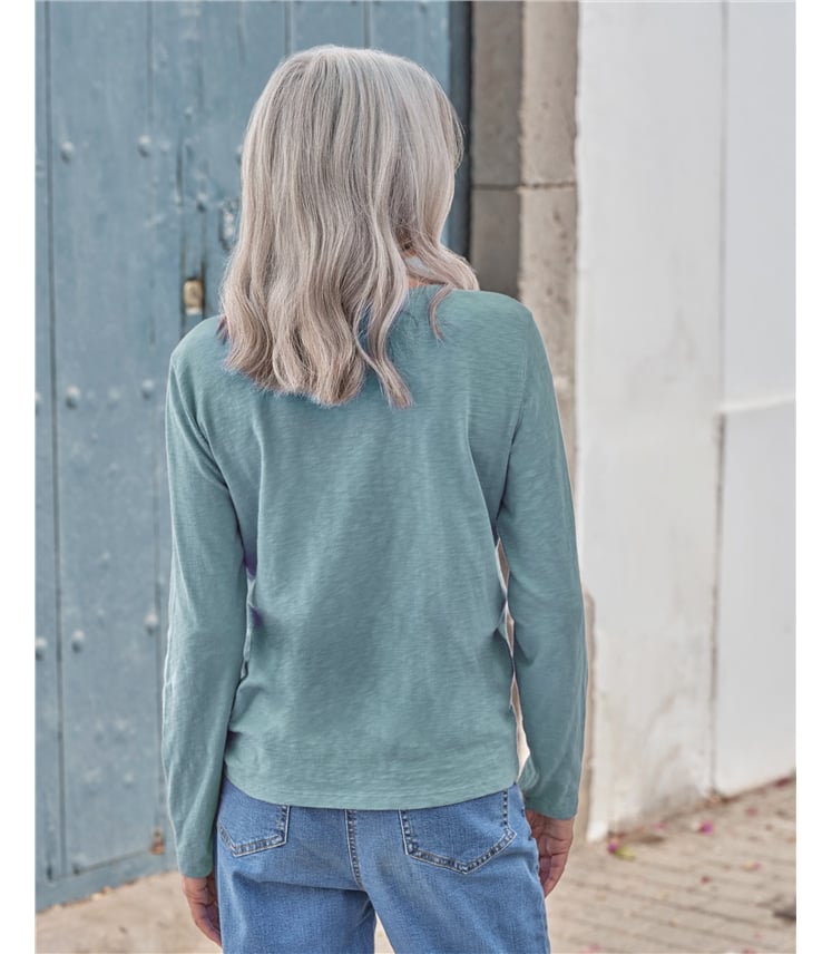 Long Sleeve Notch Neck Top