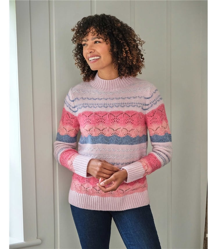 Pointelle Stitch Stripe Jumper