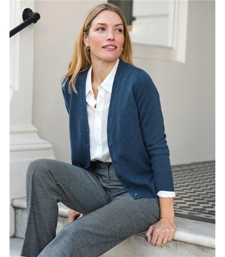 Kaschmir Strickjacke mit V-Ausschnitt