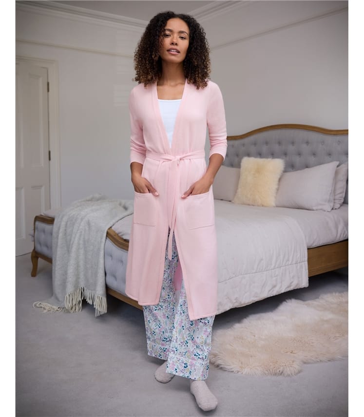 Light Pink | Cashmere & Merino Luxe Dressing Gown | WoolOvers UK