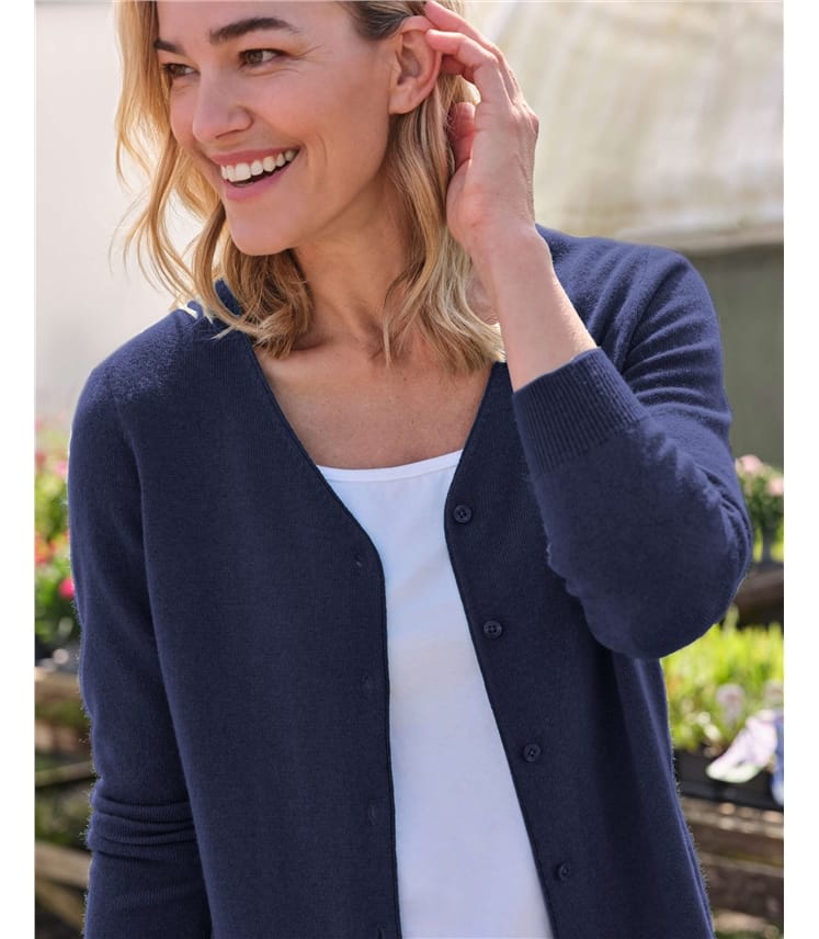 Cardigan classique à col V- Femme - Cachemire & Mérinos
