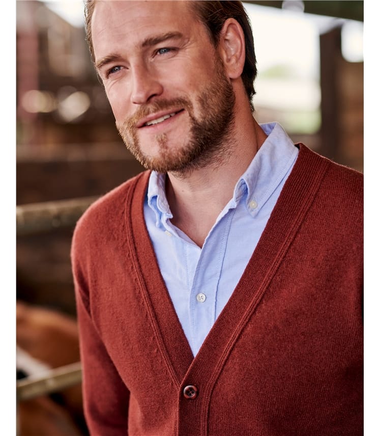 Strickjacke mit V-Ausschnitt aus Lammwolle für Herren