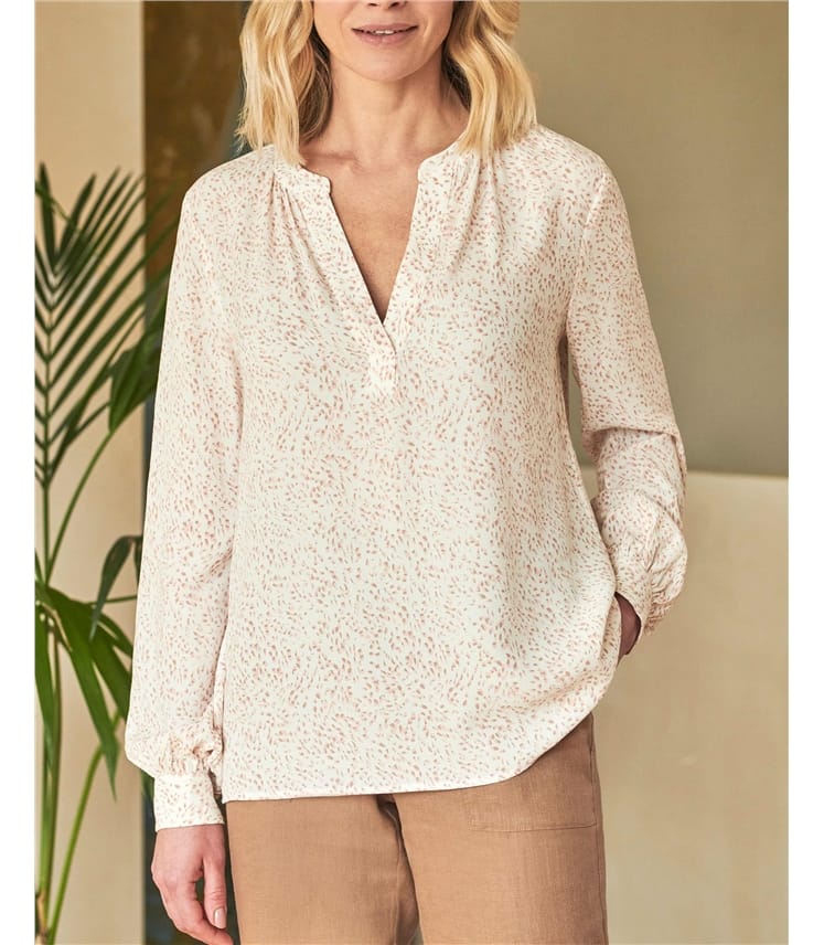 Printed Drapey Blouse