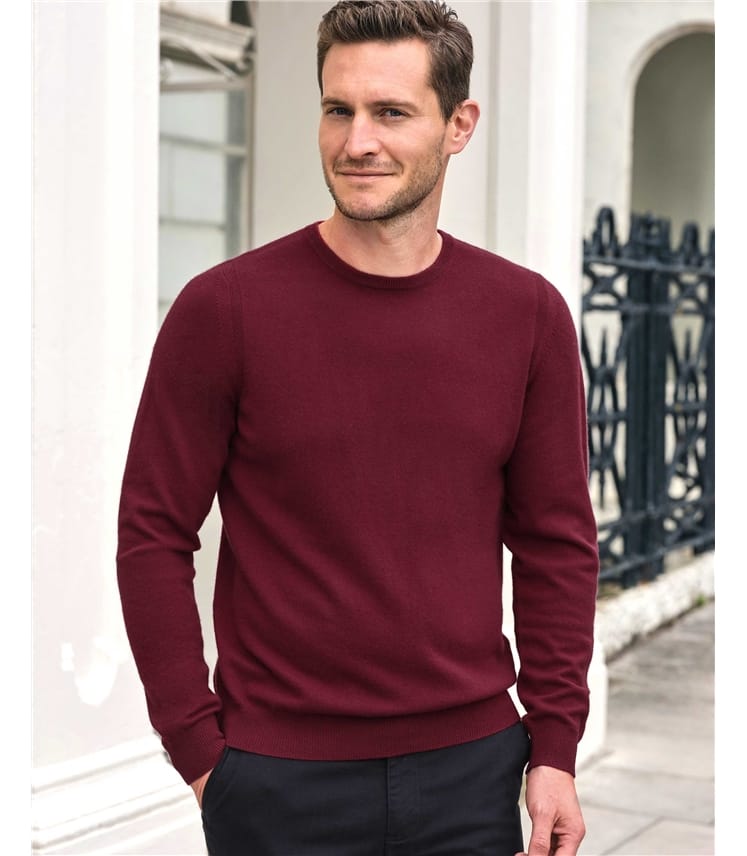 Merlot | Mens Cashmere Crew Sweater | WoolOvers UK