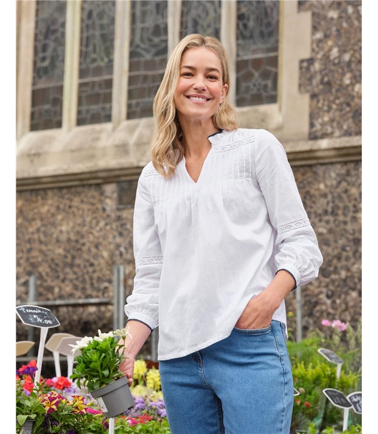 Contrast Frill Trim Blouse