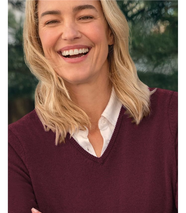 Pullover mit V-Ausschnitt aus Merinowolle und Kaschmir für Damen