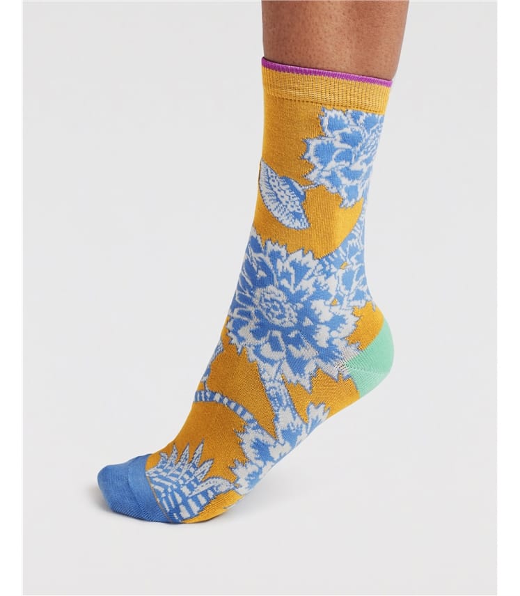 Sabra Flower Power Boîte cadeau de 4 chaussettes en bambou