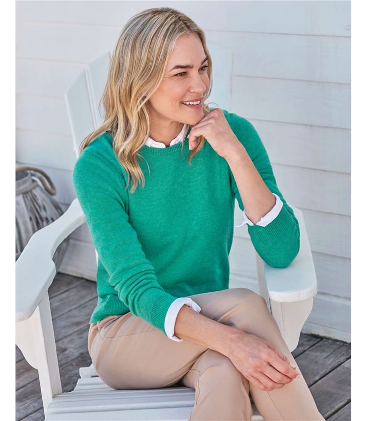 Pull à col rond - Femme - Cachemire & Mérinos