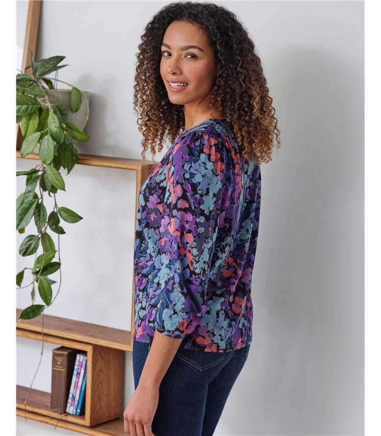 Garnet Lenzing™ EcoVero™ Floral Jersey Top